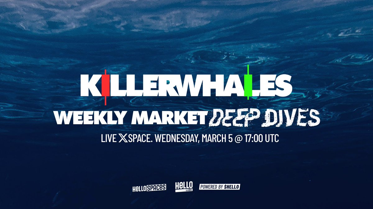 24-Hour Reminder: 
Killer Whales: Market Deep Dives 🐳

We’re going live Tomorrow at 5pm UTC for our first-ever weekly Market Deep Dive!

Featuring: 
🎙️ Maurice Andrew - <a href="/ShubzyM/">Maurice Andrew</a> 
🎙️ Sander Gortjes - <a href="/sandergortjes/"></a> 
🎙️ Bunny - <a href="/DaBunnyOFFICIAL/">bunny 🍌</a> 

From <a href="/EthereumDenver/">ETHDenver 🏔🦬🦄</a>'s biggest