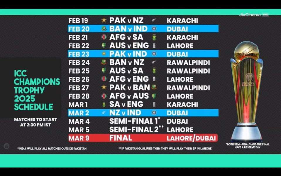 You noticed something?
March 4 Semi Final-1 in Dubai? How it's possible mean why they didn't add / &amp; added lahore too? If you know you know!
#ChampionsTrophy2025 #IndvAus #AUSvIND