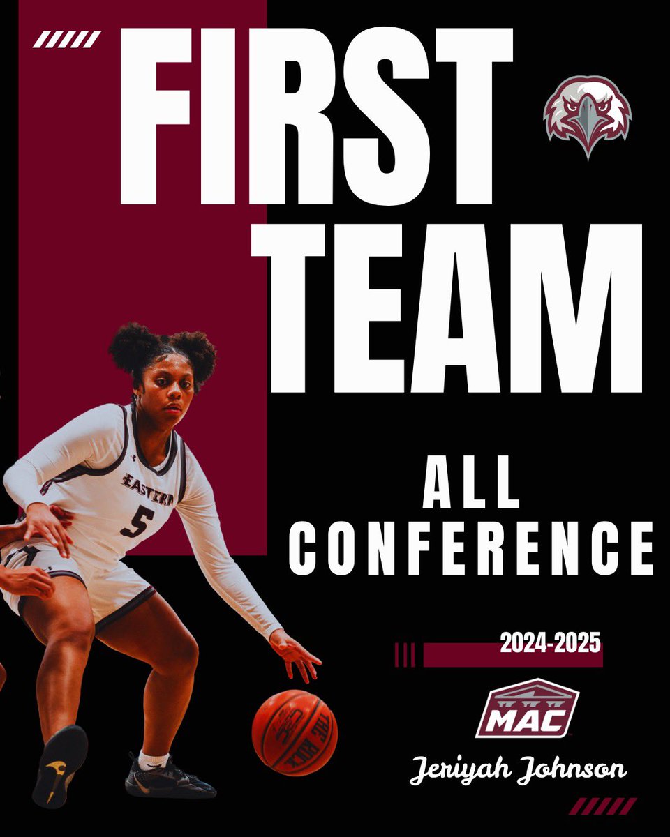 Another honor for our junior, Jeriyah Johnson, as she earns All-MAC Commonwealth First Team! Congratulations and very well deserved 🦅