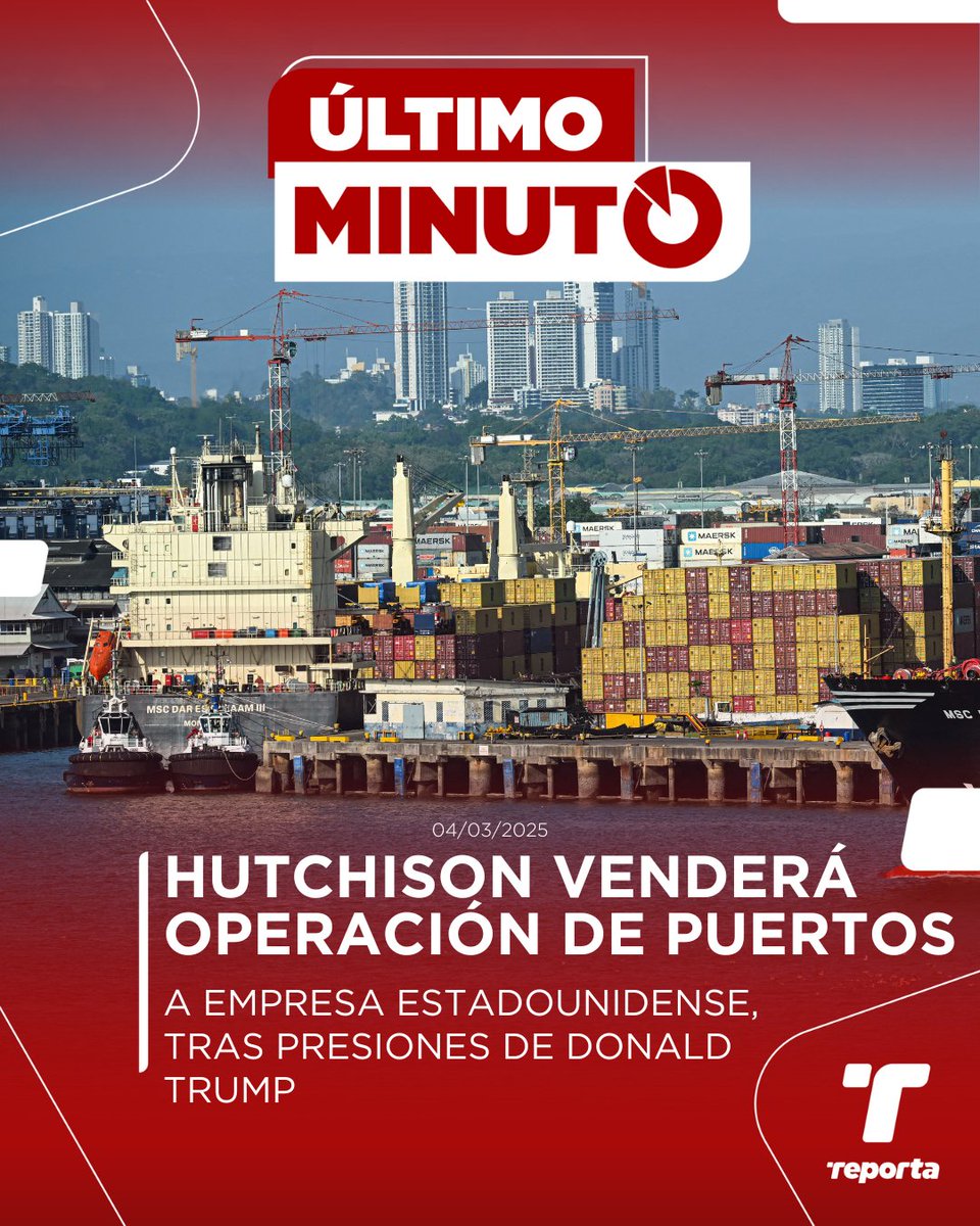 La hongkonesa Hutchison anunció que venderá la unidad que opera los puertos de Panamá a un consorcio estadounidense. 

"El Consorcio BlackRock-TiL y CK Hutchison se complacen en anunciar que han llegado a acuerdos de principio mediante los cuales el Consorcio BlackRock-TiL