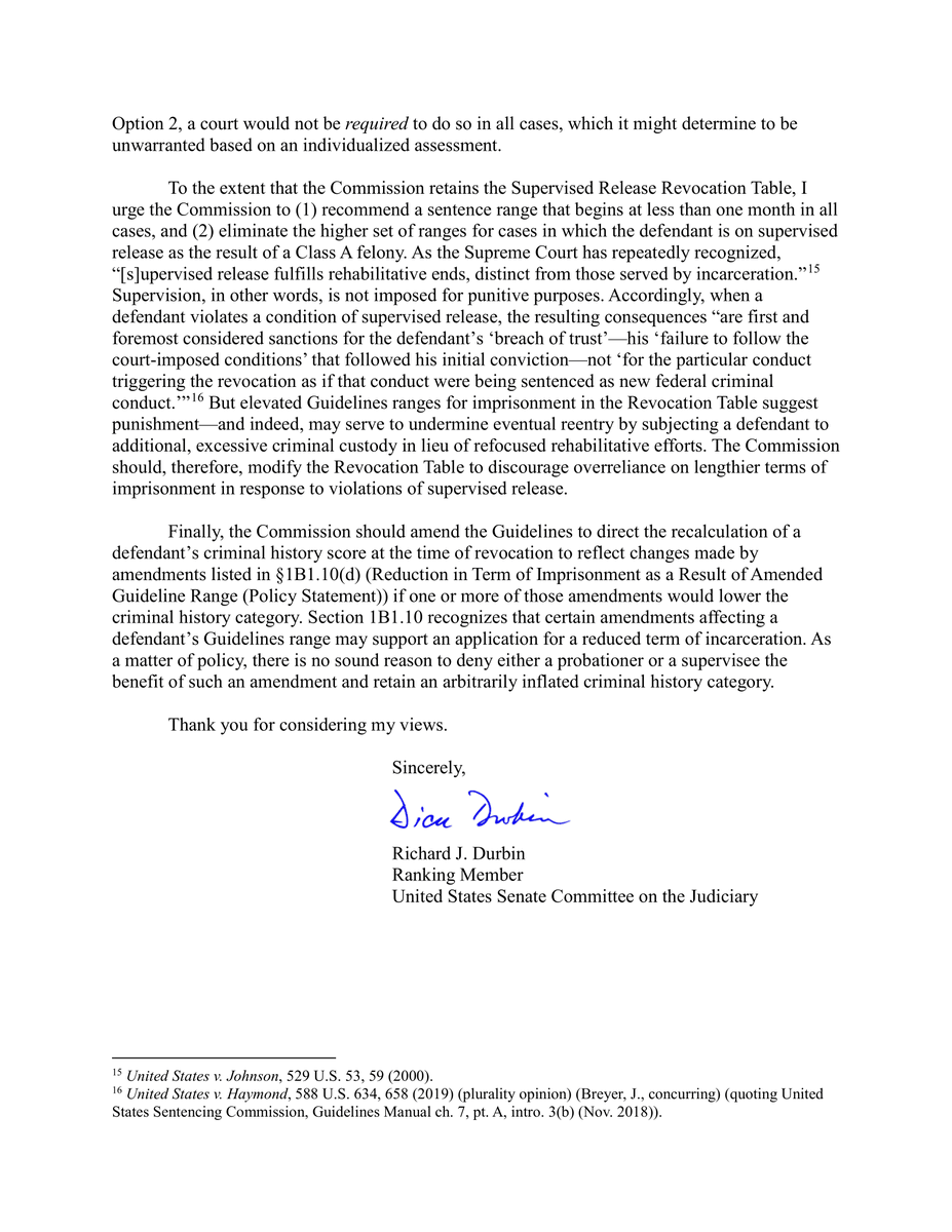 Supervised release is an important tool to assist those leaving prison and prevent recidivism.

But to be most effective, courts must have greater discretion to tailor it to each person.

I encourage the U.S. Sentencing Commission to modify its guidelines.