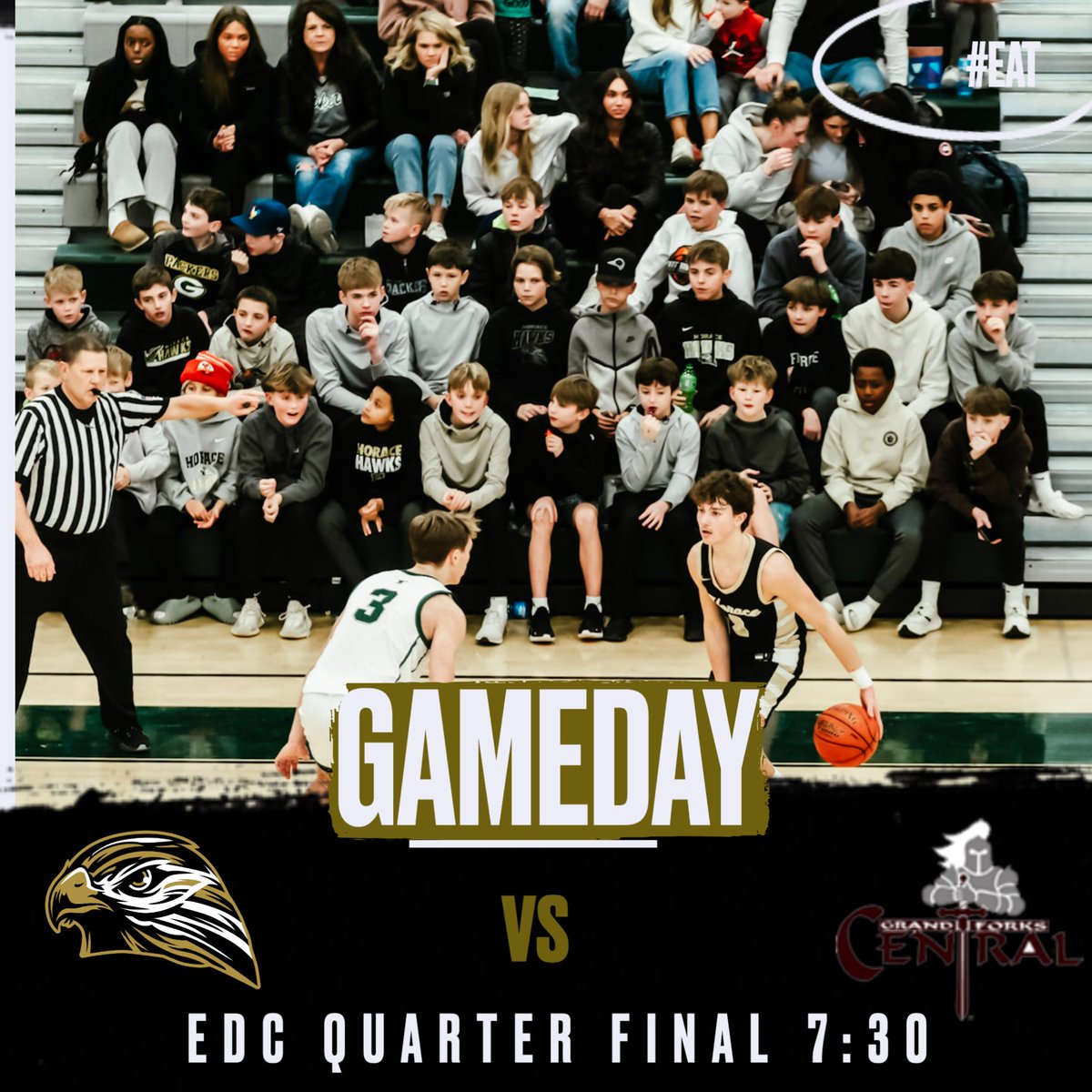 🏀 GAMEDAY!
🚨 EDC Quarter Final
🆚 GF Central - Knights
📍 The Nest - Horace High
📺 YouTube - Wingspan
⏰ 7:30
🚫 No Passes Accepted
🎟️  Tickets: gofan.co/app/school/ND8… 
#EAT