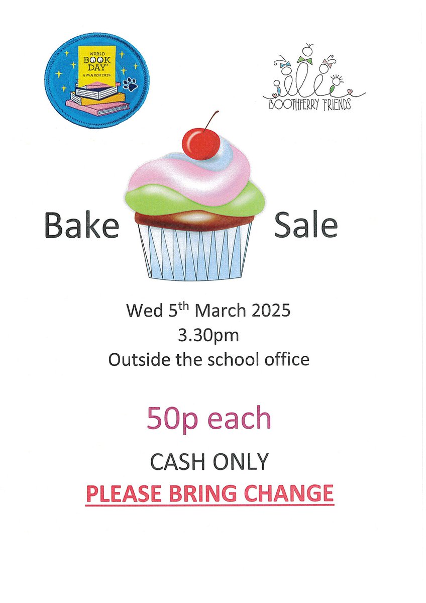 BAKE SALE tomorrow 3.30pm <a href="/BoothferryPS/">Boothferry Primary #weareBoothferry</a>