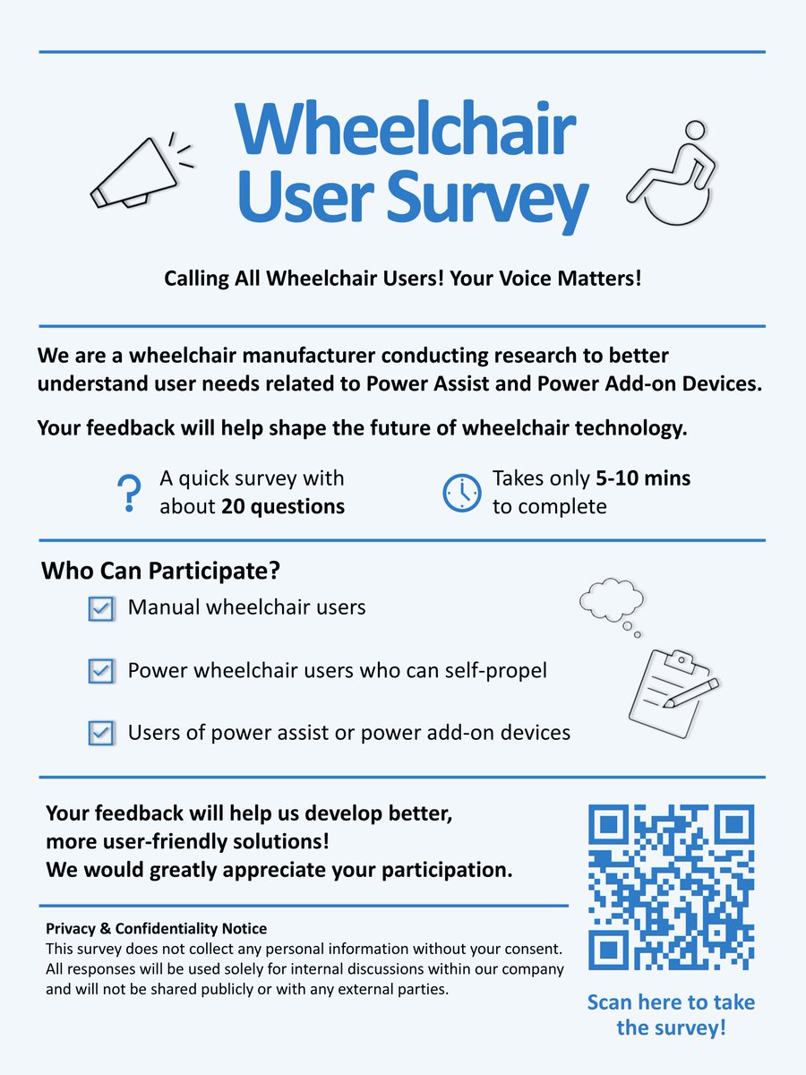 NewMobilityMag's tweet photo. A wheelchair manufacturer is conducting a survey to understand the needs of wheelchair users. Share your input to help shape future products! https://t.co/EpnqOCtsqo https://t.co/23Om7ASDU0