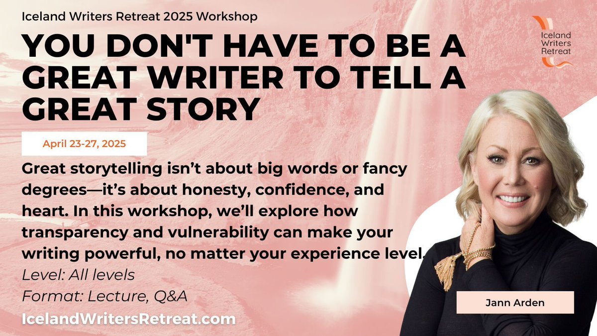 Great storytelling is about heart, not vocabulary. ❤️ Find your voice at the Iceland Writers Retreat. Register now: buff.ly/4jI6ArW #WriteYourStory @JannArden