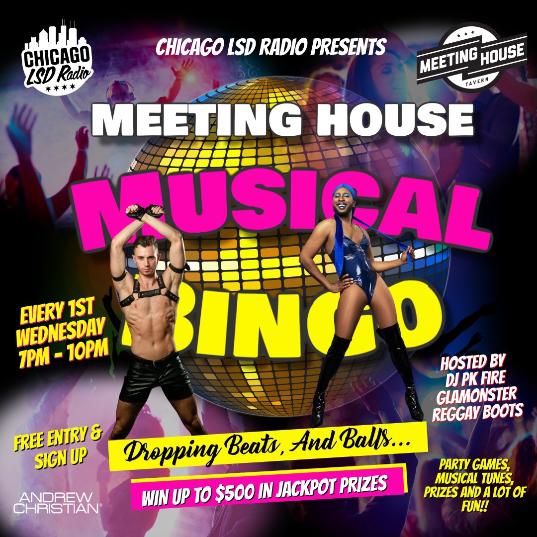 Meeting House Tavern (@meetinghousechi) on Twitter photo WE START BINGO TOMORROW!!
Jackpot starting at $500
Free to join, Starts at 7pm!
Hosted by <a href="/TheGlamonster/">The GlaMonster</a> and <a href="/reggayboots/">Reggay Boots 👑🐝🪩</a>
🍹 Drink Specials All Night Long:
✏️ Happy Hour (7PM–10PM): $5 Stoli Mules (all flavors)
✏️ All Day/Night: $3 House Shots | $7 Big Miller Lite Drafts WE START BINGO TOMORROW!!
Jackpot starting at $500
Free to join, Starts at 7pm!
Hosted by <a href="/TheGlamonster/">The GlaMonster</a> and <a href="/reggayboots/">Reggay Boots 👑🐝🪩</a>
🍹 Drink Specials All Night Long:
✏️ Happy Hour (7PM–10PM): $5 Stoli Mules (all flavors)
✏️ All Day/Night: $3 House Shots | $7 Big Miller Lite Drafts