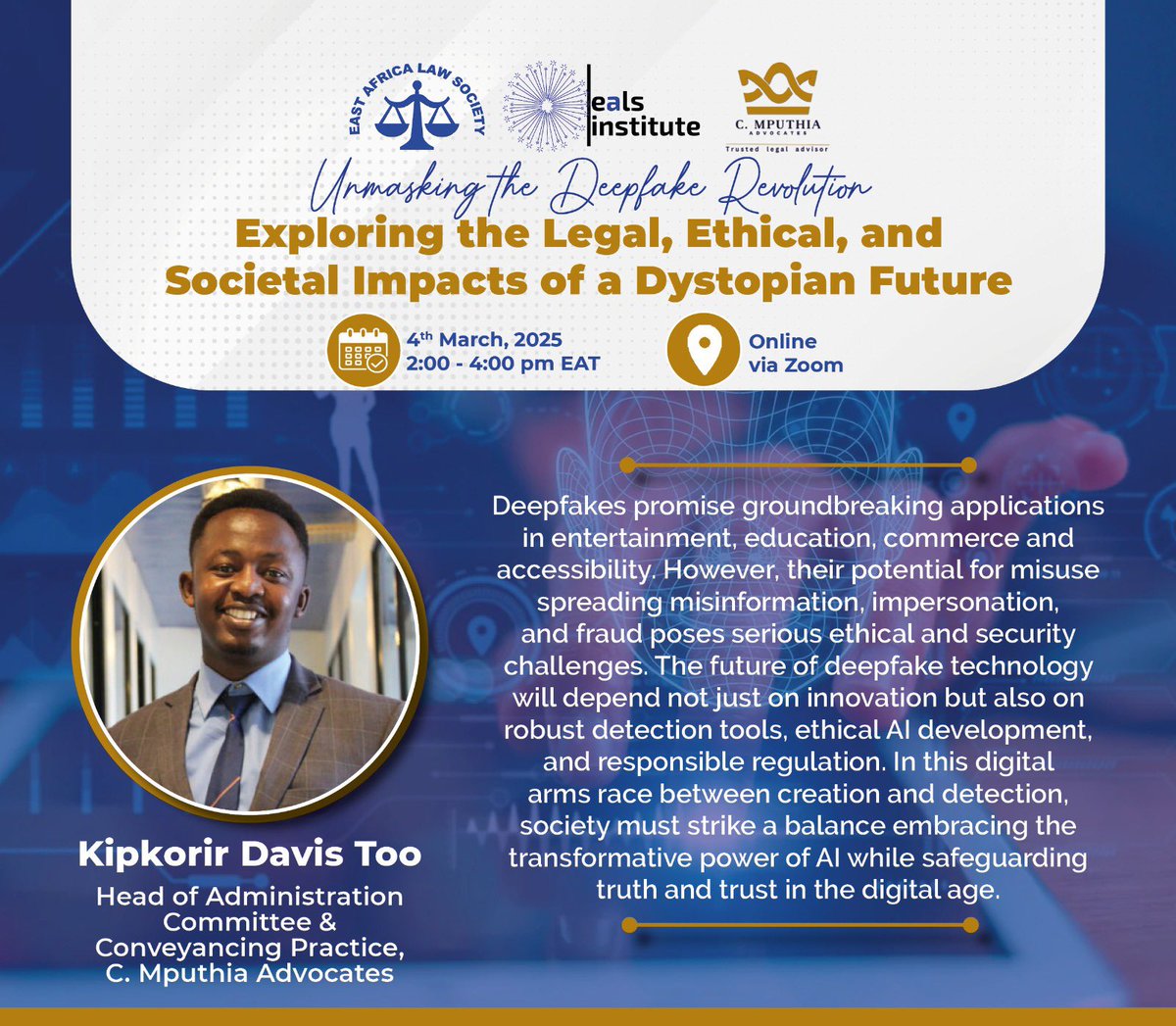 East Africa Law Society(EALS) (@ealawsociety) on Twitter photo A heartfelt shoutout to <a href="/cmputhiadvocate/">C. Mputhia Advocates</a> for joining forces with us — your partnership made today’s session even more impactful!
Huge thanks as well to our incredible panelists for sharing their expertise and making today’s capacity building session a truly enriching experience. A heartfelt shoutout to <a href="/cmputhiadvocate/">C. Mputhia Advocates</a> for joining forces with us — your partnership made today’s session even more impactful!
Huge thanks as well to our incredible panelists for sharing their expertise and making today’s capacity building session a truly enriching experience.