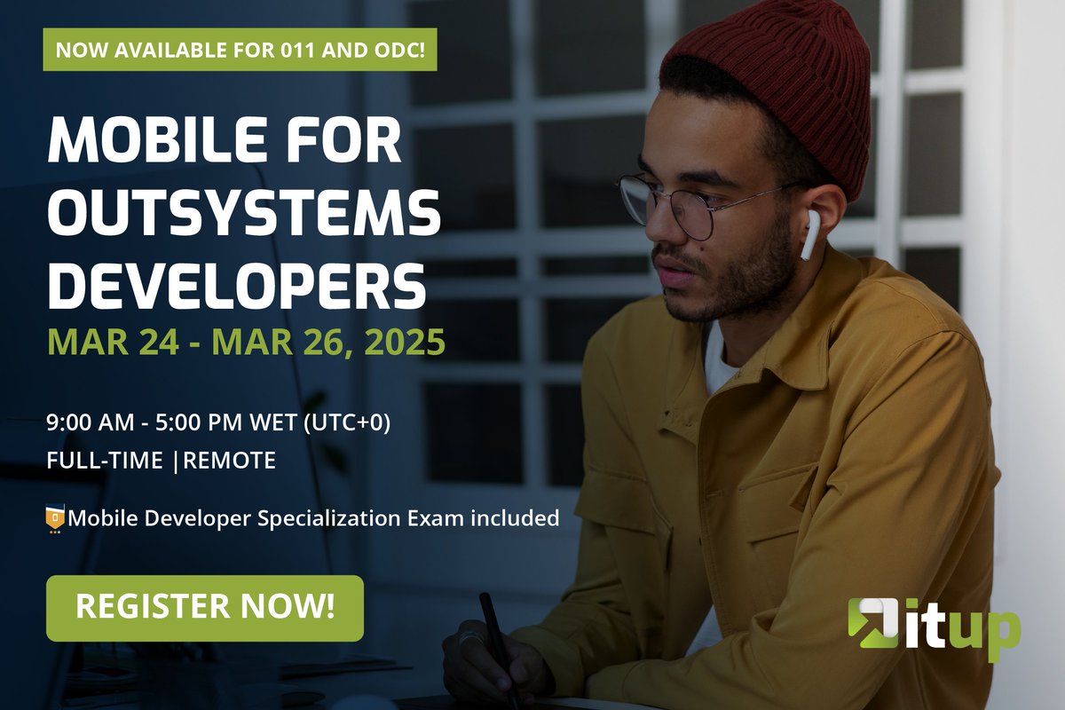 _ITUp_'s tweet image. zurl.co/E7kaH 🚀 Elevate Your Mobile Development Skills with ITUp’s Mobile for OutSystems Developers Bootcamp – Starting March 24, 2025! 📅
👉 Sign up now and unlock your future! 🔓

#OutSystems#DeveloperSkills#MobileAppDeveloper #OutSystemsTraining #ITUp