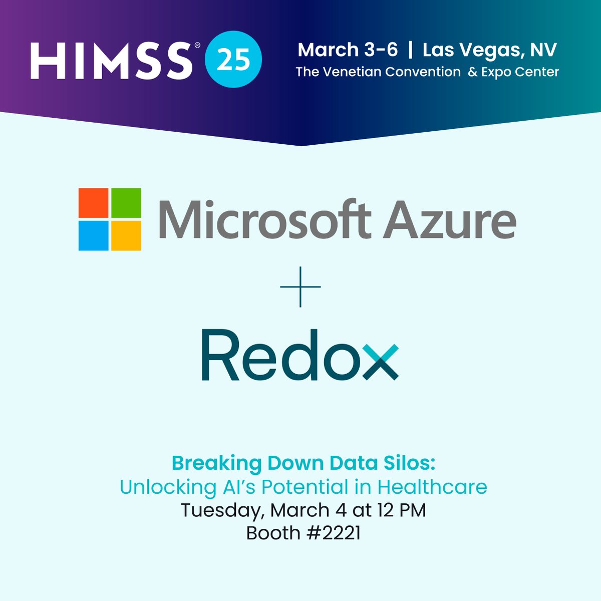 Level up your understanding of AI in healthcare! Join us today at booth 2221 at noon to learn how you can harness AI for better patient outcomes. See you there! #AI #healthcare #HIMSS #HIMSS25 <a href="/MSCloud/">Microsoft Cloud</a>