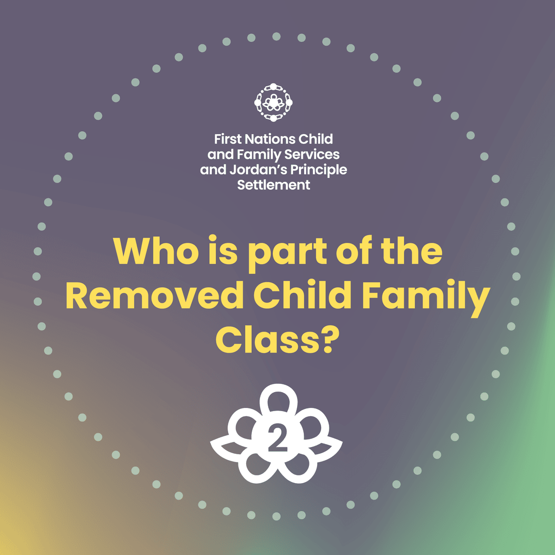 The Removed Child Family Class includes eligible Caregiving Parents or Caregiving Grandparents of Children in the Removed Child Class. 

For more details, visit rebrand.ly/S28E.