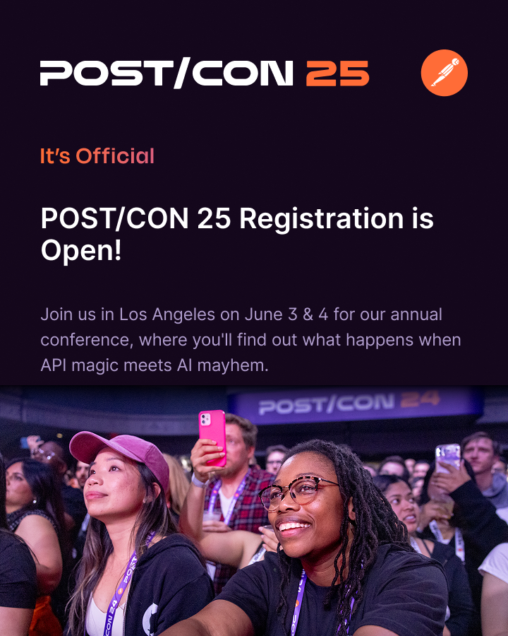 🚀 POST/CON 25 registration is LIVE! Join us in LA, June 3 &amp; 4, for hands-on workshops, visionary keynotes &amp; live demos pushing APIs into the AI era. Connect, collaborate &amp; elevate your API game! #postcon

Save your spot: postcon.postman.com/2025/?utm_camp…