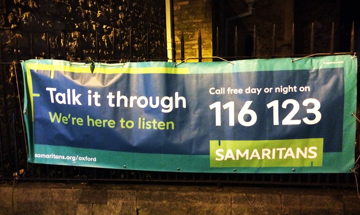 This Friday evening, our volunteers will be out on Cornmarket Street in #Oxford city centre to listen to anyone who may be facing a difficult time.  

No pressure.  No names.  No judgement.  Just a friendly listening ear. #FeetOnTheStreet #TalkToUs #WeListen  #smalltalksaveslives