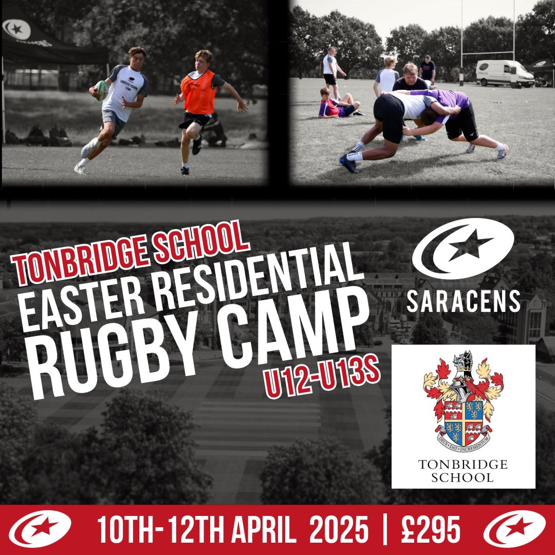 SarriesRugbyDev's tweet photo. Take your game to the next level with Saracens at the Tonbridge School Easter Residential Rugby Camp! 🏉🔥
Train like a pro, develop your skills, and experience elite coaching in a top-class environment.

📅 10th-12th April 2025
🏫 Tonbridge School
👦 U12-U13 Players
💷 £295 https://t.co/sQFGhaAYqs