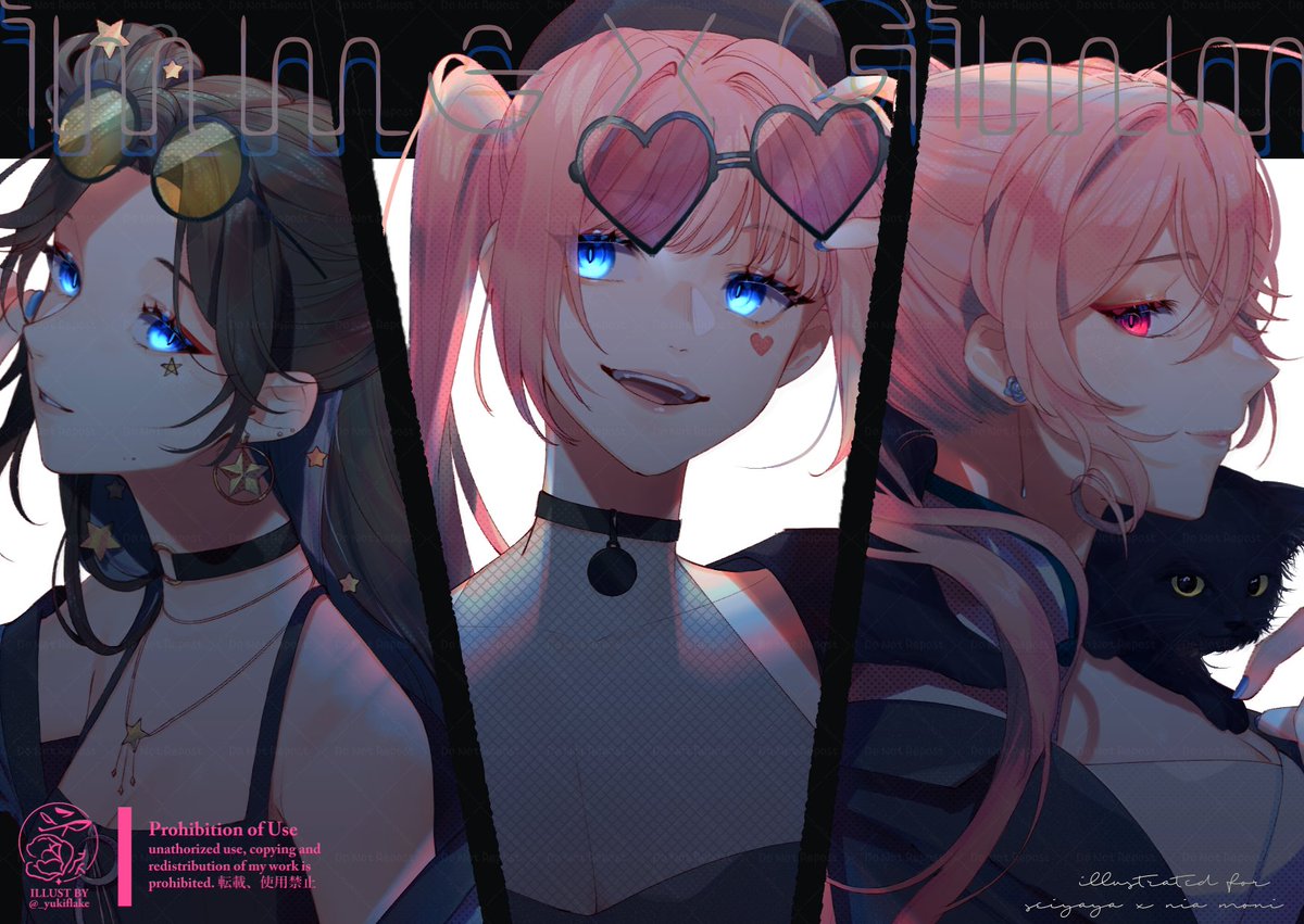 _yukiflake's tweet photo. 【GIMME × GIMME】 I illustrated the cover art for @.xseiyaya x @.niamonnie 🎀🩷🩵

🪡 original outfit designs by Nia Moni.
▹https://t.co/HafA5Rvcry◃
#galleryue #nyamoney #yukiko_arts https://t.co/KUgrbbvkdm