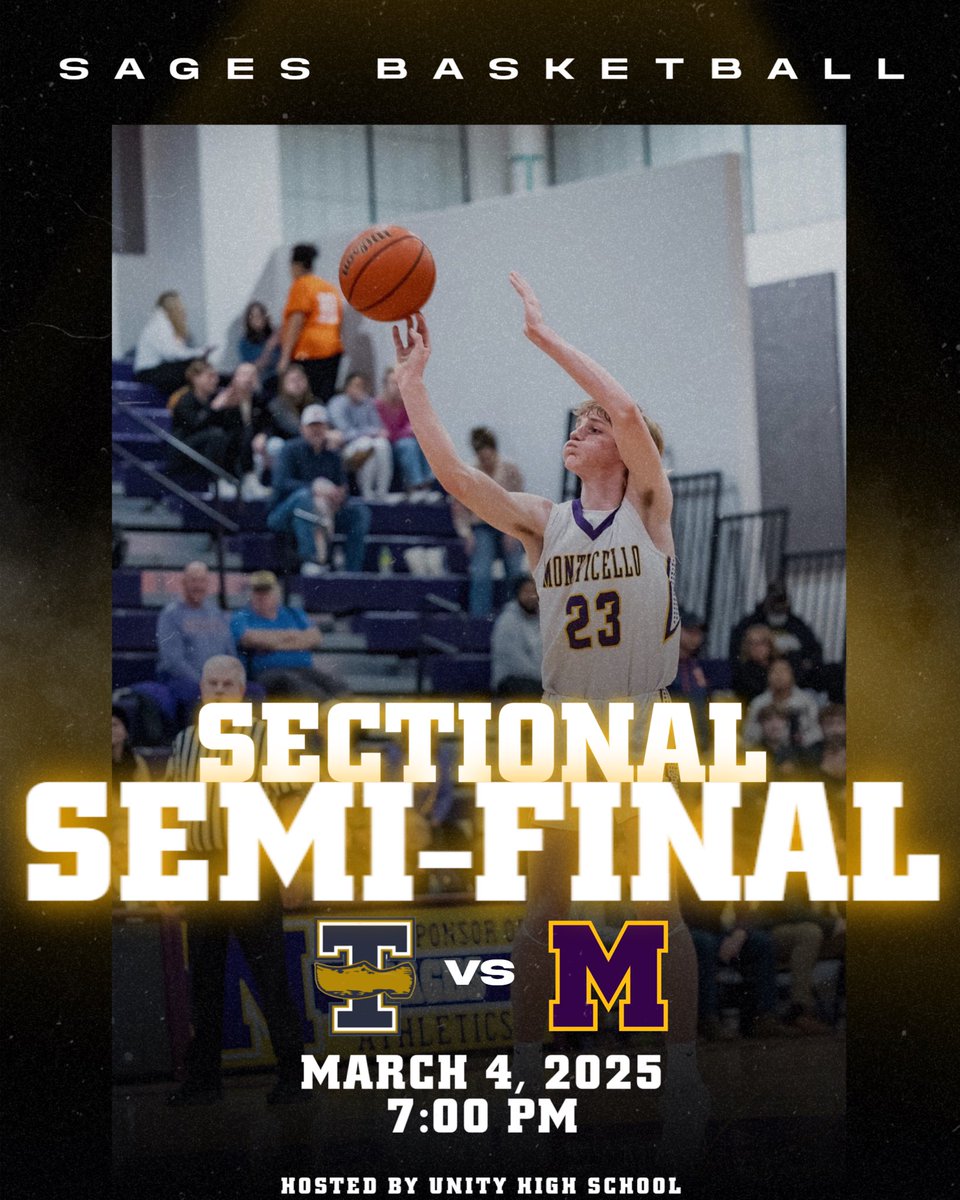 Its GAME DAY!! <a href="/SagesBasketball/">Sages Basketball</a> travels to Unity to take on Teutopolis in a sectional semi-final matchup! 
Tip-off at 7:00 pm. Come out &amp; support the Sages! #GoSages