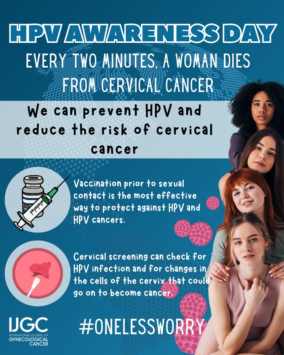 IJGC (@ijgconline) on Twitter photo HPV affects everyone...
Today is the International #HPVAwarenessday
📄 Get informed
💉 Get vaccinated
🗣️ Spread the word
#OneLessWorry
<a href="/pedroramirezMD/">Pedro T Ramirez</a> <a href="/HsuMd/">Arthur_HC_Hsu</a> <a href="/JayrajAarthi/">Aarthi S Jayraj</a> <a href="/AndreFernandes2/">Andreina Fernandes</a> <a href="/IGCSociety/">IGCS</a> <a href="/ESGO_society/">ESGO</a> <a href="/ENYGO_official/">European Network of Young Gynae Oncologists</a> <a href="/OncoAlert/">OncoAlert</a> <a href="/IJGCfellows/">IJGC Fellows</a> <a href="/GynMe4/">SoMe4GynOnc</a> <a href="/thomasbartlMD/">Thomas Bartl</a> HPV affects everyone...
Today is the International #HPVAwarenessday
📄 Get informed
💉 Get vaccinated
🗣️ Spread the word
#OneLessWorry
<a href="/pedroramirezMD/">Pedro T Ramirez</a> <a href="/HsuMd/">Arthur_HC_Hsu</a> <a href="/JayrajAarthi/">Aarthi S Jayraj</a> <a href="/AndreFernandes2/">Andreina Fernandes</a> <a href="/IGCSociety/">IGCS</a> <a href="/ESGO_society/">ESGO</a> <a href="/ENYGO_official/">European Network of Young Gynae Oncologists</a> <a href="/OncoAlert/">OncoAlert</a> <a href="/IJGCfellows/">IJGC Fellows</a> <a href="/GynMe4/">SoMe4GynOnc</a> <a href="/thomasbartlMD/">Thomas Bartl</a>