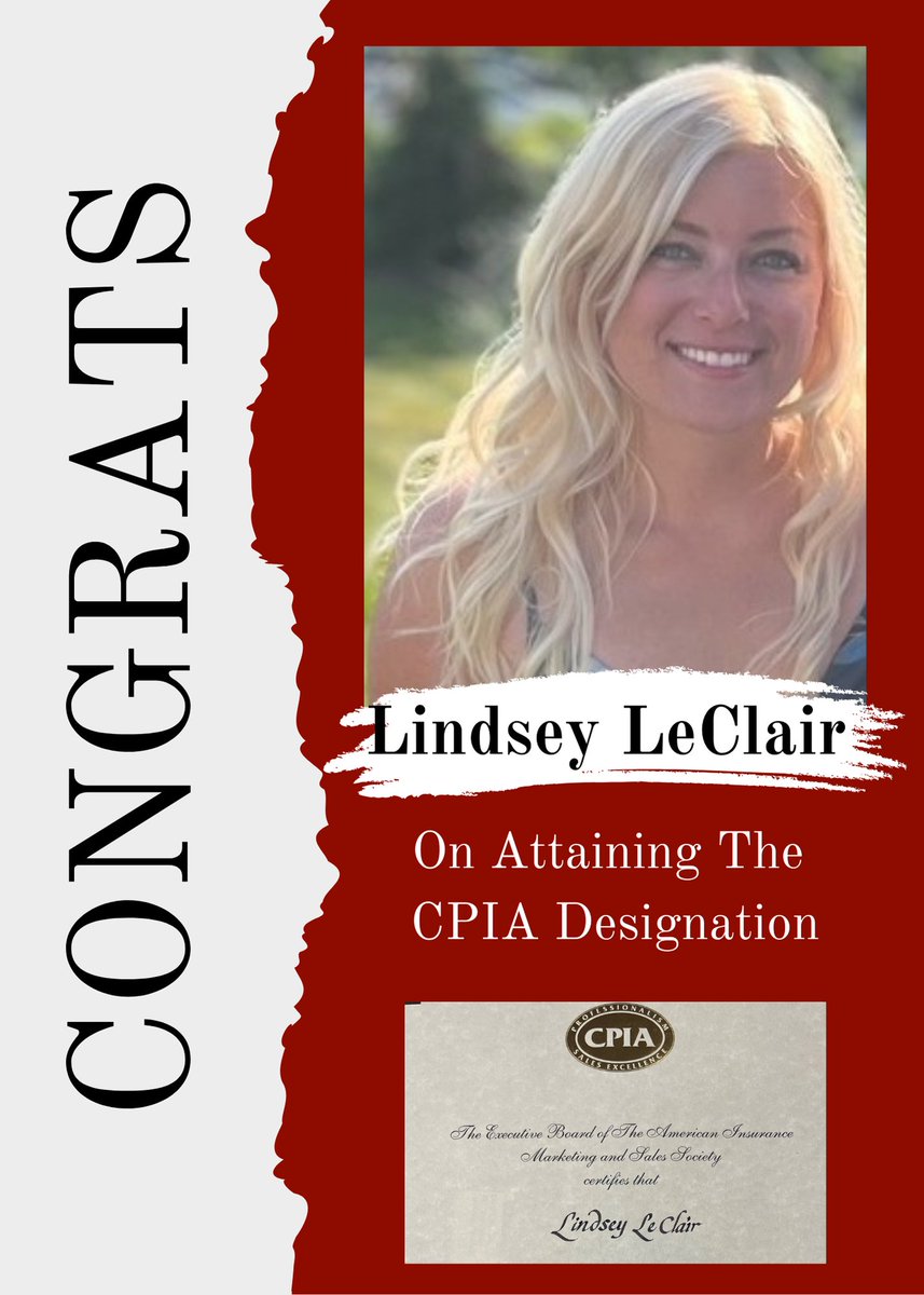 Join us in celebrating Lindsey LeClair for obtaining her CPIA designation! Her commitment to professional growth is inspiring. Way to go, Lindsey! 🥳