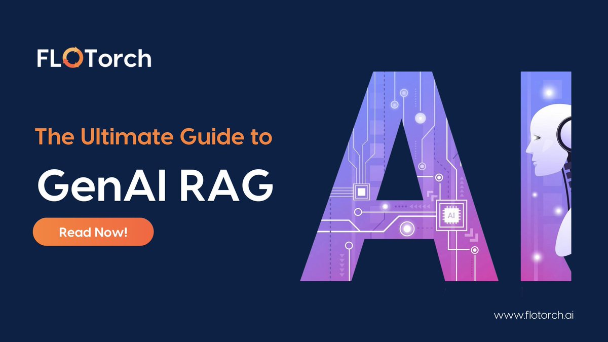 flo_torch_ai's tweet image. Unlock the full potential of GenAI with RAG! 🚀 Dive into our ultimate guide to learn how Retrieval-Augmented Generation enhances AI accuracy and efficiency.

Read here 👉 buff.ly/0sGgHBD 

#flotorch #genai #rag #machinelearning #artificialintelligence #nlp #deeplearning