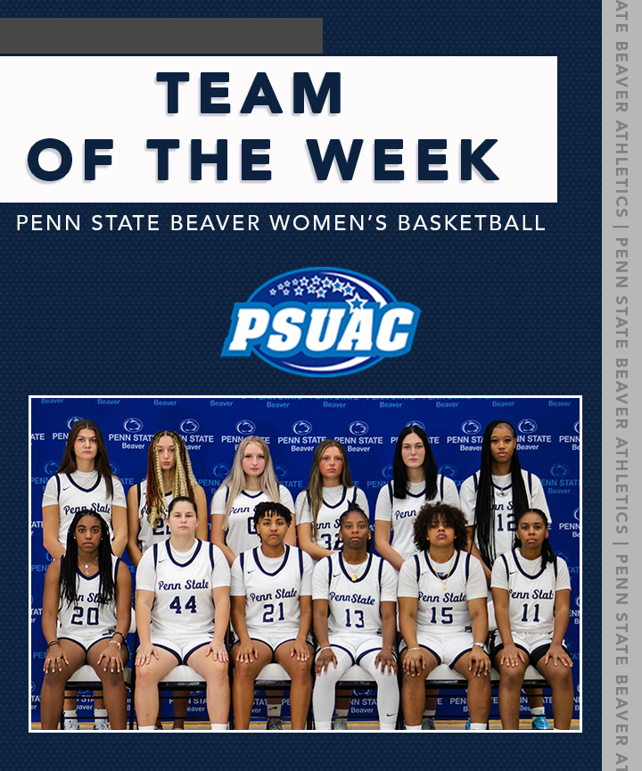 The week keeps on giving for the Lady Lions! Congratulations to the Penn State Beaver Women's Basketball team for earning Team of the Week for the PSUAC! Keep up the good work ladies! #riseandroar #pennstatebeaverathletics #psuac #uscaa