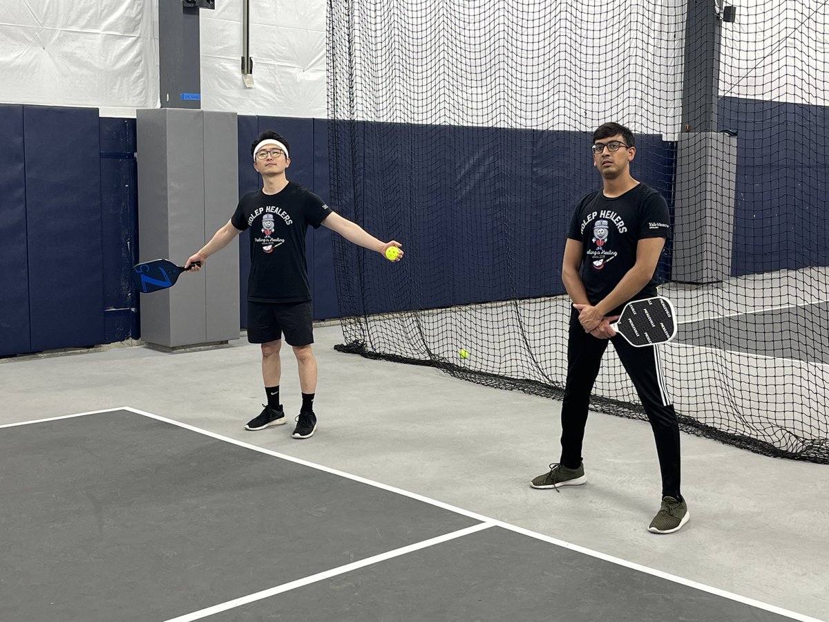 No Scrubs. No Problem. Our residents, faculty, fellow, research associates, and friends recently sweat it out on the #pickleball court.

Despite the suit, Chair Isaac Kim, MD, PhD, MBA, may have had a slight advantage.

<a href="/DrMotamedinia/">Piruz Motamedinia</a>|<a href="/jsterling15/">Joshua Sterling</a> |<a href="/gabrielamdd/">Gabriela M. Díaz, MD</a>|<a href="/OlamideOlawo/">Olamide Olawoyin</a>