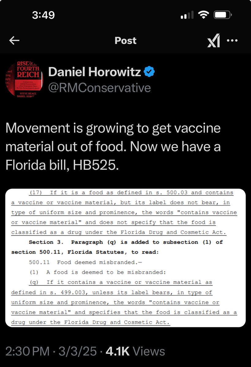 BryceMLipscomb's tweet image. Governor @RonDeSantis has a bill in the Florida Legislature to stop the Vaccination of Floridians Meat Supply.

BRAVO MR. GOVERNOR.