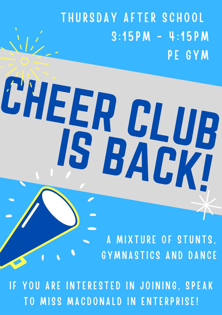CHEER CLUB IS BACK! 🤩📣 excited to get this club back up and running 🤸‍♀️💪🏽 <a href="/LornshillPE/">Lornshill Academy PE</a>