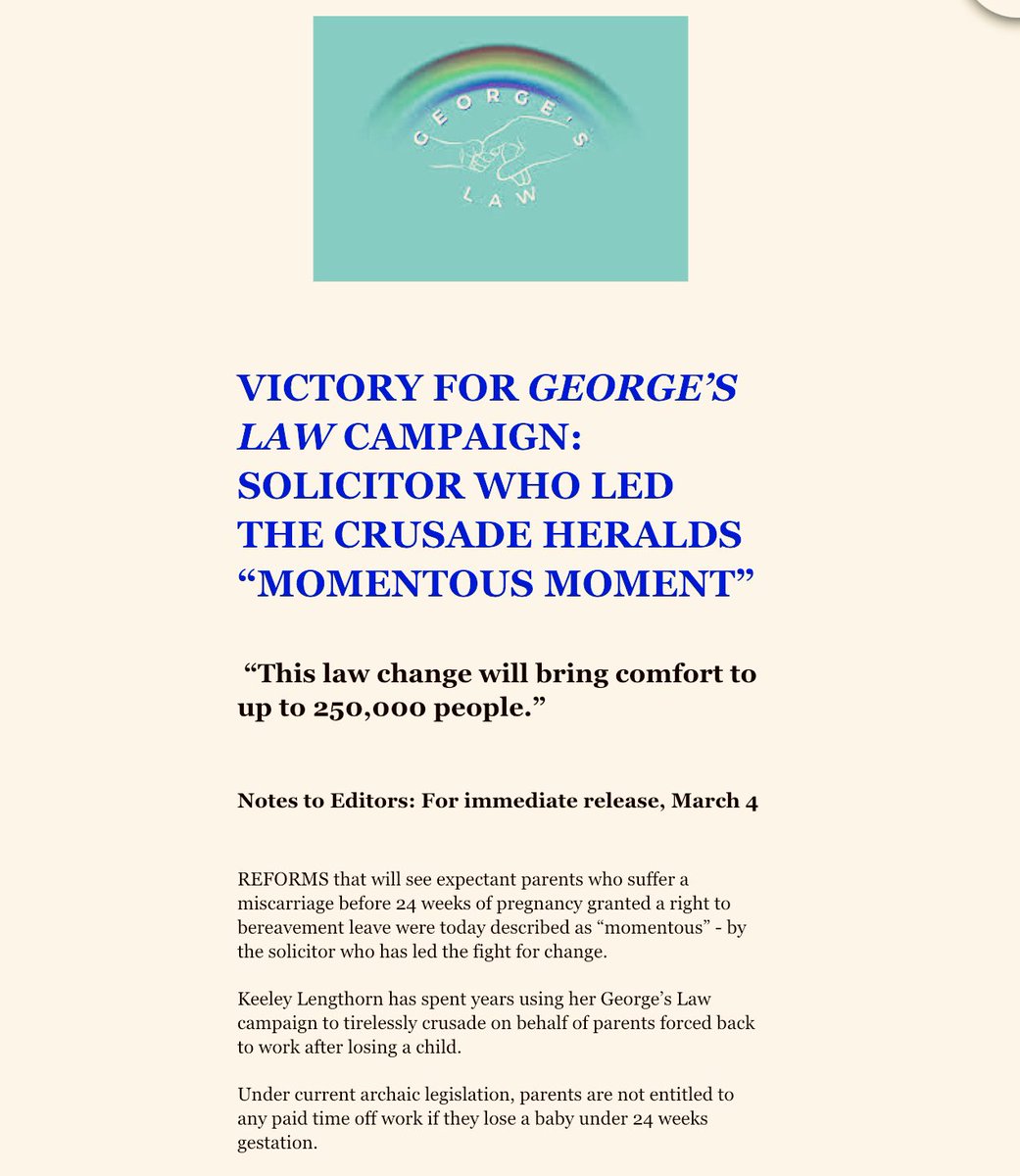This is the most important press release I’ve drafted this week.
Possibly any week.
<a href="/MagnifyPRUK/">Nick Owens</a> is very proud to continue backing <a href="/k_lengthorn/">keeley Lengthorn</a> campaign which will now bring support to up 250,000 people who are cruelly forced straight back to work when they lose a child.
