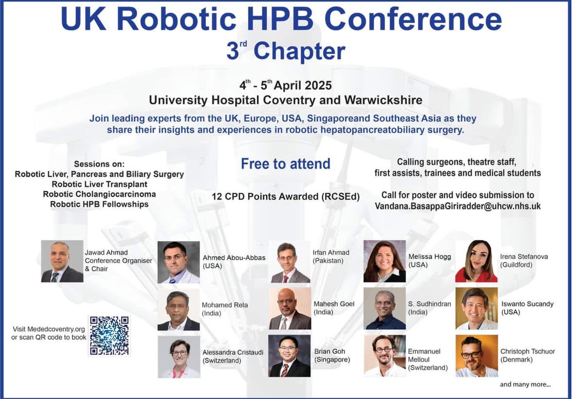 A whole conference just about Robotic Hepatobiliary surgery, and free to attend! You can’t miss it!