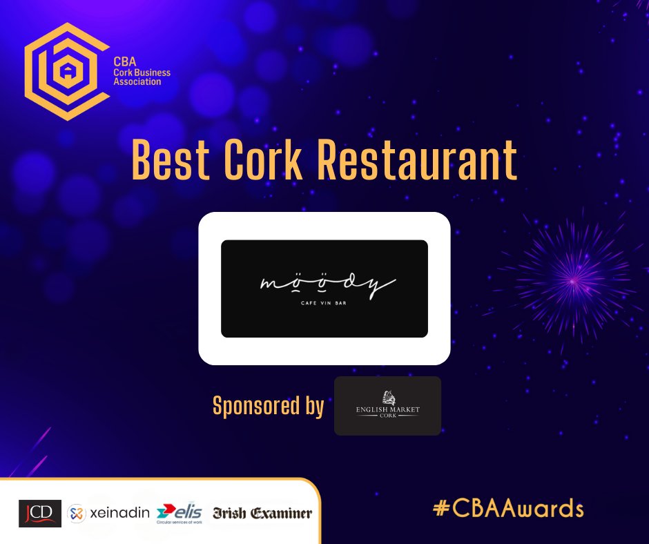 CBA Cork (@cba_cork) on Twitter photo 𝐁𝐄𝐒𝐓 𝐂𝐎𝐑𝐊 𝐑𝐄𝐒𝐓𝐀𝐔𝐑𝐀𝐍𝐓
𝐬𝐩𝐨𝐧𝐬𝐨𝐫𝐞𝐝 𝐛𝐲 <a href="/EnglishMarket/">The English Market</a>
Congratulations to the nominees!
- <a href="/cornstore_cork/">Cornstore Restaurant</a>
- <a href="/farmgatecafe/">farmgatecafe</a>
- <a href="/Moodycafevin/">Moody Cafe Vin</a>
#CBAAwards | <a href="/JCDGroupIreland/">JCD Group</a> | <a href="/xeinadin/">Xeinadin</a> | <a href="/ElisGroup/">ELIS</a> | <a href="/irishexaminer/">Irish Examiner</a> 𝐁𝐄𝐒𝐓 𝐂𝐎𝐑𝐊 𝐑𝐄𝐒𝐓𝐀𝐔𝐑𝐀𝐍𝐓
𝐬𝐩𝐨𝐧𝐬𝐨𝐫𝐞𝐝 𝐛𝐲 <a href="/EnglishMarket/">The English Market</a>
Congratulations to the nominees!
- <a href="/cornstore_cork/">Cornstore Restaurant</a>
- <a href="/farmgatecafe/">farmgatecafe</a>
- <a href="/Moodycafevin/">Moody Cafe Vin</a>
#CBAAwards | <a href="/JCDGroupIreland/">JCD Group</a> | <a href="/xeinadin/">Xeinadin</a> | <a href="/ElisGroup/">ELIS</a> | <a href="/irishexaminer/">Irish Examiner</a>