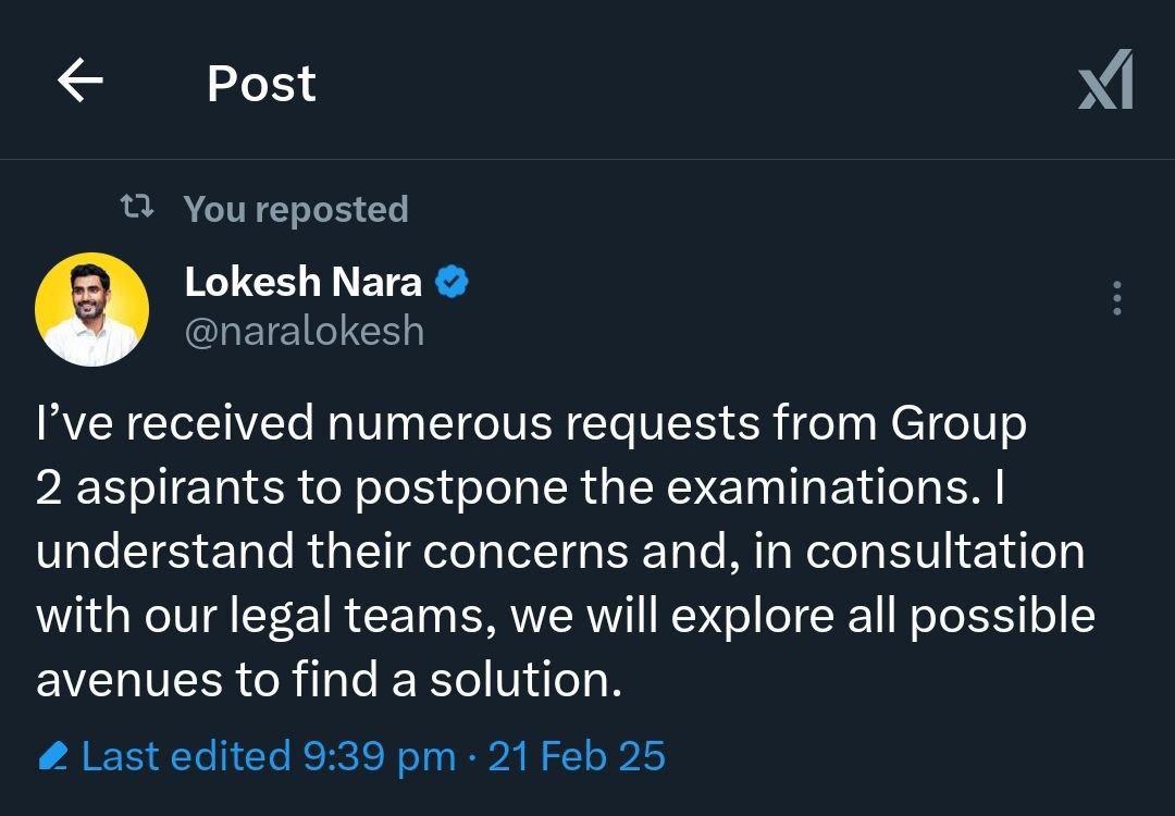 phani2605's tweet photo. @naralokesh Sir,please appsc group 2 candidates roster case Sabarwal judgement implement chesi...renotification evavalsindiga koruthunam sir.
#cancelGo77inAP https://t.co/956IKJrKvT