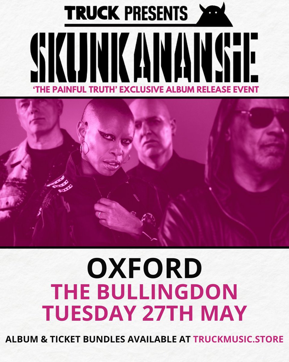 🚨SKUNK ANANSIE🚨

We're over the moon to be bringing the legends, Skunk Anansie, to The Bullingdon for an intimate, stripped-back set to celebrate the release of 'The Painful Truth'.

Album and ticket bundles will be available from truckmusic.store on Friday 7th from 10am