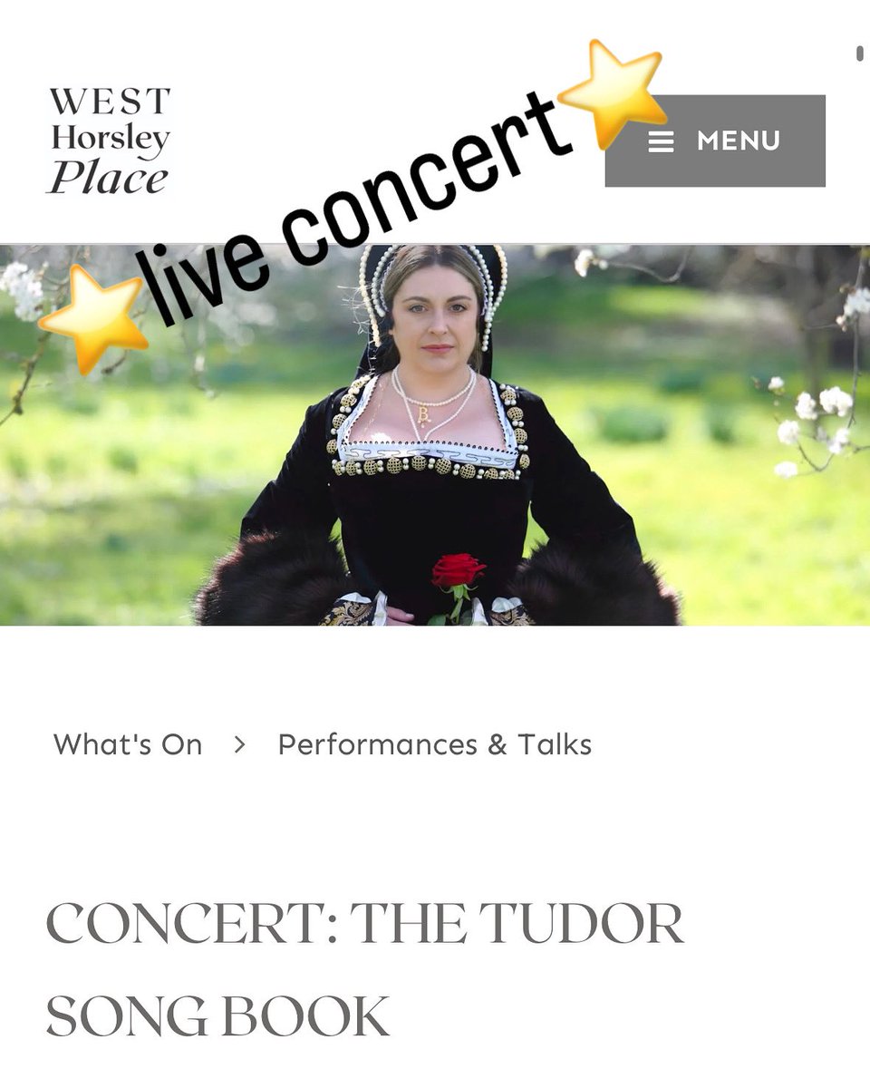 ⭐ CONCERT⭐️West Horsley Place 10/11/25
westhorsleyplace.org/event/concert-…

#anneboleyn #henryviii #elizabethi #tudor #tudorconcert #earlymusic #concert #anneboleynmusic #tudorcostume #tudordress #nightout #concertsurrey #thingstodoinsurrey #surrey #history #uk #london #singer #tudorsinger