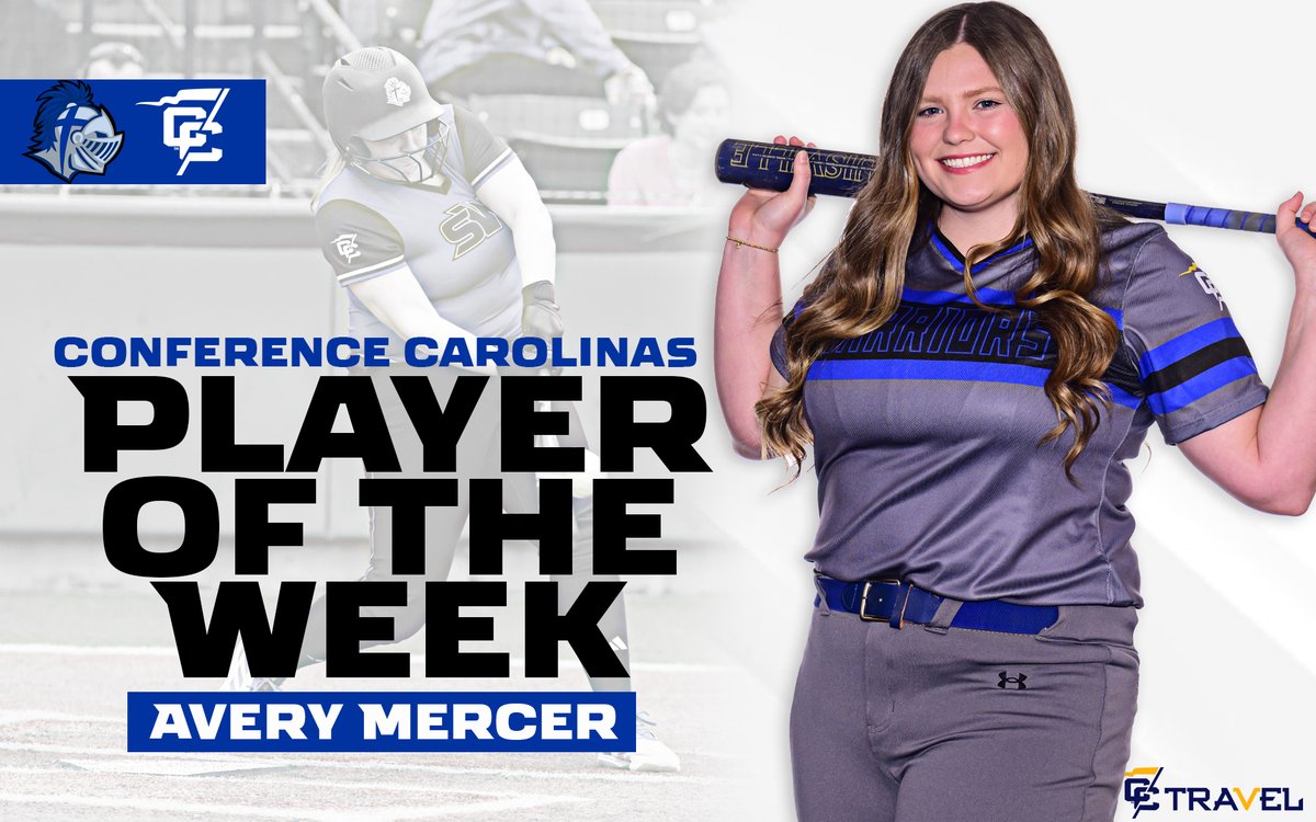 SWUWarriors's tweet photo. Swinging for the fences

Congratulations to Avery Mercer of @SoftballSwu on being named the @ConfCarolinas Player of the Week presented by https://t.co/e3SCrzKp4v!

Mercer totaled 6 home runs and 2 doubles while hitting .600 and slugging 1.933 in the last week for @SoftballSwu https://t.co/gCq39zHlzI