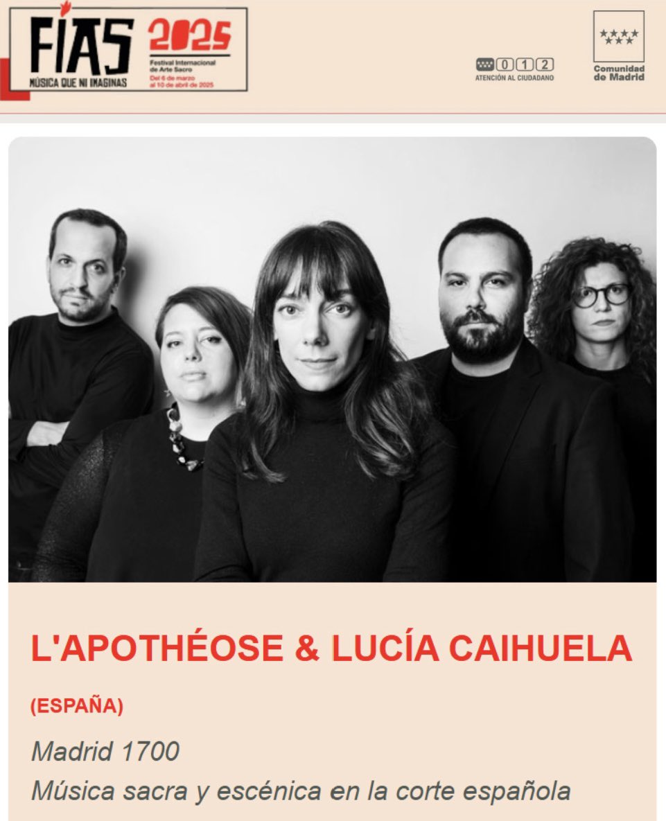 TEMPO Musicae (@tempomusicae) on Twitter photo #AgendaConciertos
Esta semana arranca el #FIAS2025 de <a href="/CulturaCMadrid/">Cultura▪️Comunidad de Madrid</a> con estos #conciertos👇
📌Il Fervore junto a Jone Martínez y Lucía Caihuela presentan “Generación 1700”
J6 MARZO a las 19:30 h.
📌Los <a href="/afectosdiversos/">Los Afectos Diversos - Nacho Rodríguez</a> recuperan una de las grandes obras de Carlos Patiño, la #AgendaConciertos
Esta semana arranca el #FIAS2025 de <a href="/CulturaCMadrid/">Cultura▪️Comunidad de Madrid</a> con estos #conciertos👇
📌Il Fervore junto a Jone Martínez y Lucía Caihuela presentan “Generación 1700”
J6 MARZO a las 19:30 h.
📌Los <a href="/afectosdiversos/">Los Afectos Diversos - Nacho Rodríguez</a> recuperan una de las grandes obras de Carlos Patiño, la