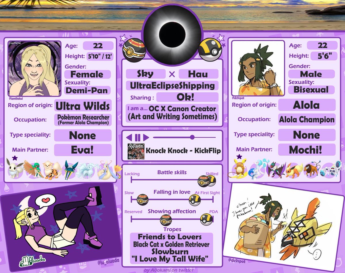 StarfallStorms's tweet image. UltraEclipseShipping Intro!!
My Pokémon OC x Canon pairing
Credit to @/A0okami for the template