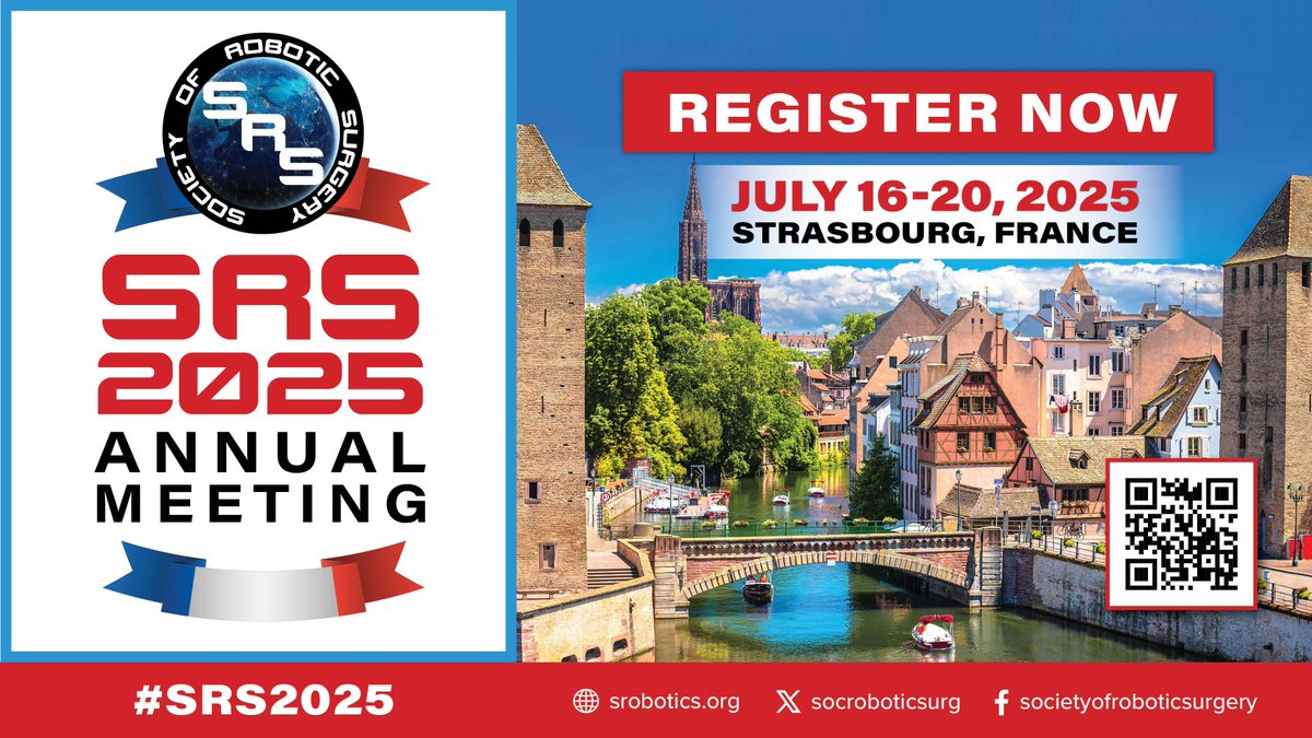 Society of Robotic Surgery | SRS (@socroboticsurg) on Twitter photo Secure your spot for #SRS2025! Join us in Strasbourg, France, from July 16-20, 2025, for an unparalleled opportunity to learn from and network with leading experts and innovators in #roboticsurgery!
Learn More + Register Now: buff.ly/pSOKuLc
#SRS <a href="/vipulpatelmd/">Vipul Patel, MD</a> Secure your spot for #SRS2025! Join us in Strasbourg, France, from July 16-20, 2025, for an unparalleled opportunity to learn from and network with leading experts and innovators in #roboticsurgery!
Learn More + Register Now: buff.ly/pSOKuLc
#SRS <a href="/vipulpatelmd/">Vipul Patel, MD</a>