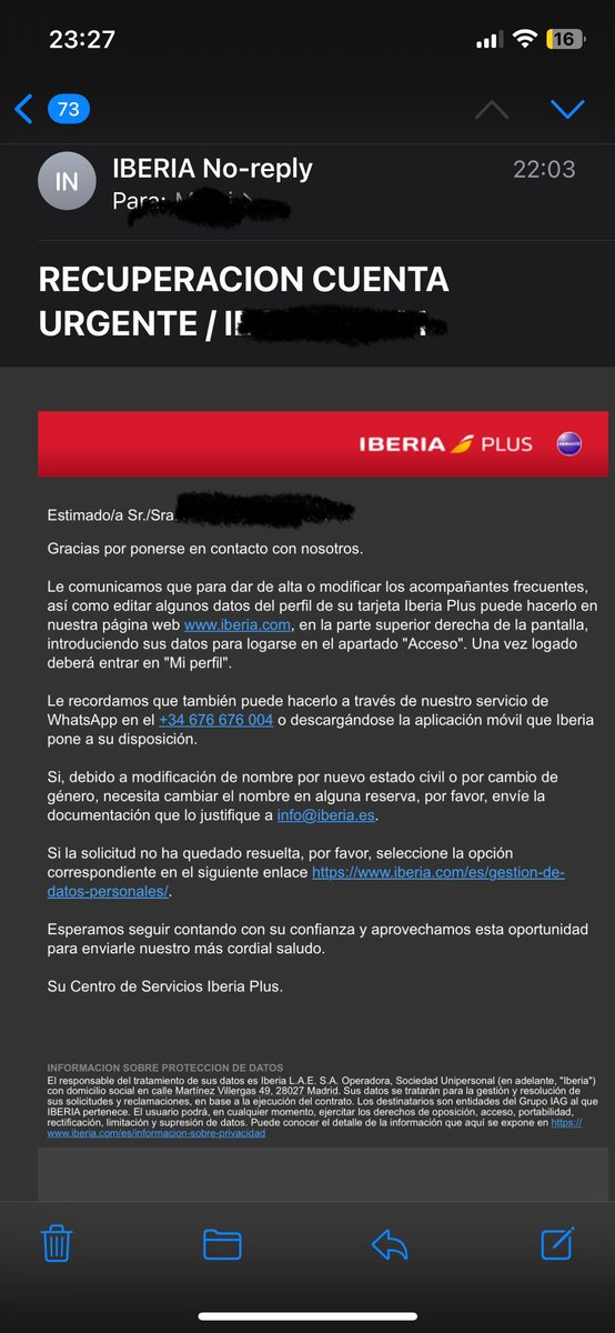 crisarizaga's tweet photo. @Iberia ¡Esto es inaceptable! 😡 MÁS DE 6 MESES intentando desbloquear mi cuenta y lo único que recibo son respuestas vacías. He enviado correos, llenado formularios, hecho llamadas y NINGUNA SOLUCIÓN! ¿Qué clase de servicio al cliente es este? 😤 #Vergonzoso #DesbloqueoURG https://t.co/pLIx52M9KF