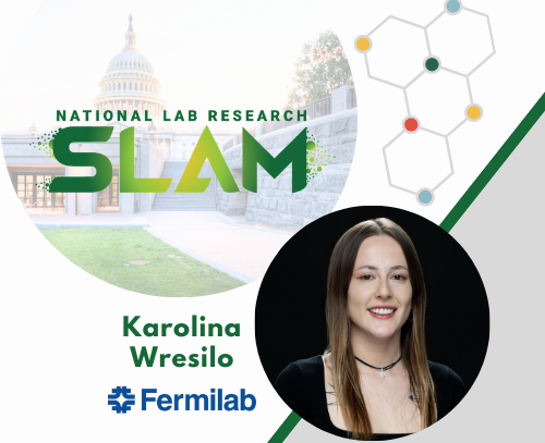 Fermilab's tweet image. Cheer on Fermilab&apos;s Karolina Wresilo tomorrow at the #NationalLabSLAM! The competition features early-career scientists from each of the 17 @ENERGY National Labs. Don&apos;t miss your chance to vote for the &apos;People&apos;s Choice&apos; winner! 🏆
🔗 Learn more: nlresearchslam.org