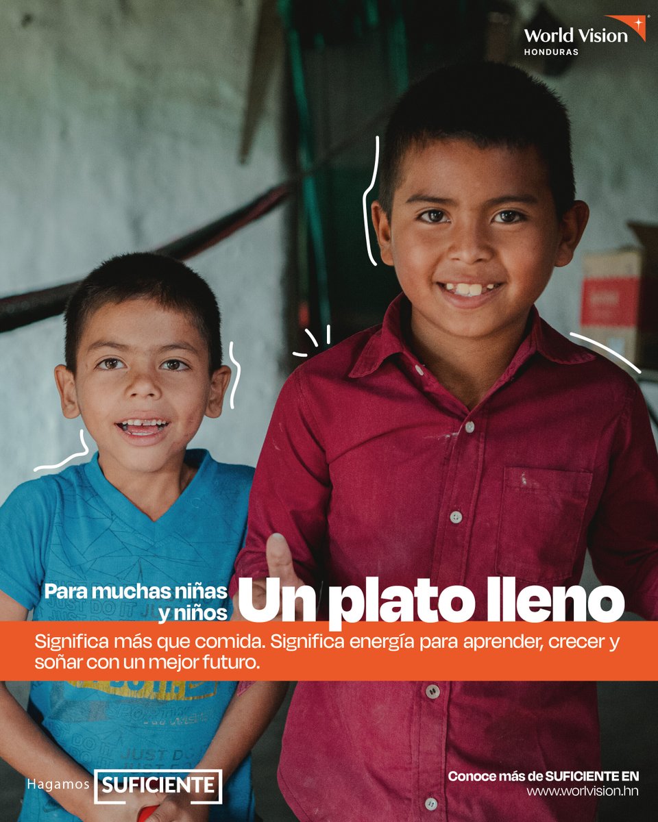 Una niña y un niño con mala nutrición no pueden estudiar con la misma energía ni concentrarse de la misma manera, lo que afecta su aprendizaje y desarrollo. 
​ Dona y ayúdanos a decir SUFICIENTE: tinyurl.com/29sa3bcj
#DiSUFICIENTE #Worlvisionhn