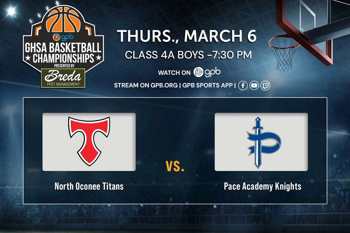GPB Sports (@gpbsports) on Twitter photo 4A Boys 🏀: <a href="/NOHSTitansBball/">North Oconee Titans Basketball</a> vs. <a href="/Pace_Hoops/">Pace Academy Men’s Basketball</a>
Web: bit.ly/41G5JRL
Facebook: bit.ly/3QJjM2z
YouTube: bit.ly/3QEa6q9
Twitch: bit.ly/40MEKRU 4A Boys 🏀: <a href="/NOHSTitansBball/">North Oconee Titans Basketball</a> vs. <a href="/Pace_Hoops/">Pace Academy Men’s Basketball</a>
Web: bit.ly/41G5JRL
Facebook: bit.ly/3QJjM2z
YouTube: bit.ly/3QEa6q9
Twitch: bit.ly/40MEKRU