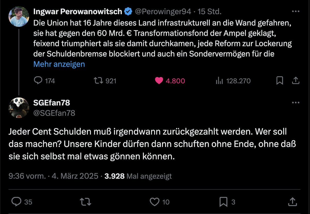 Wo bleibt dieses Mindset bei Konservativen eigentlich wenn es um die Schäden in Billionenhöhen, die es auszugleichen gilt, wenn wir jetzt nicht handeln?
Die müssen die Kinnas doch auch abarbeiten und "schuften ohne Ende"