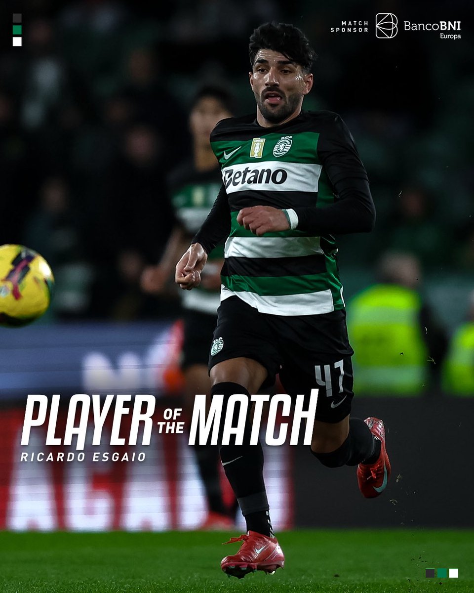 Ricardo Esgaio foi eleito pelos Sportinguistas o #PlayerOfTheMatchSCP do jogo de ontem 👏