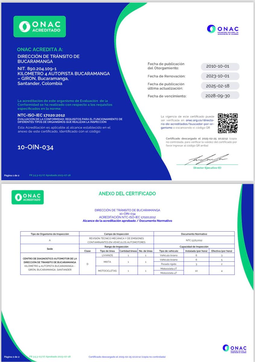 #ComunicadoDTB:

🗞️CDA de la Dirección de Tránsito de Bucaramanga recibe acreditación ONAC 2025 📄