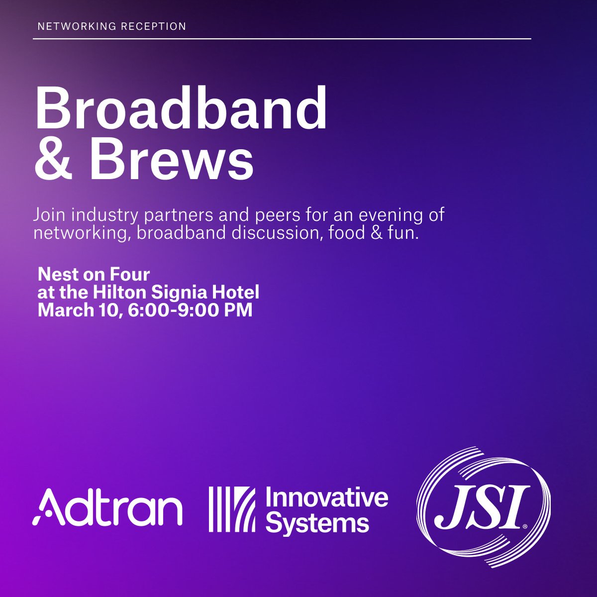 We are thrilled to be heading to #TechAdvantage next week, and hope to have a chance to share our Broadband Solutions with coops offering Broadband at our Booth (#2504) or during our Broadband &amp; Brews Reception, Monday March 10th from 6-9PM! RSVP: bit.ly/4kB6seu