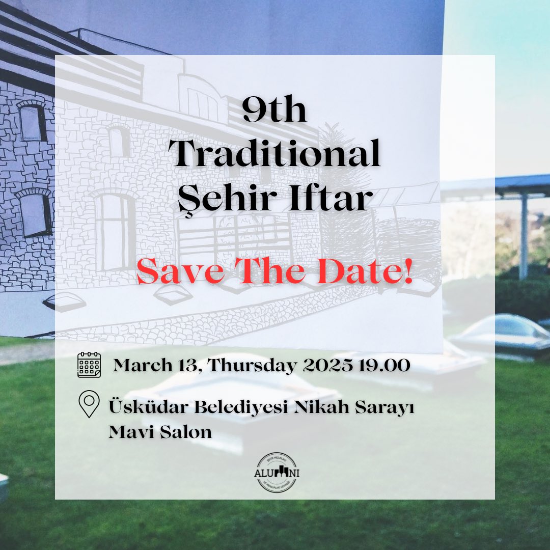 Mark your calendars for Thursday, March 13th! 
We invite the entire Şehir family to our iftar gathering on that day! 
To register, please use the form link below. 😊
❗️Important Note: Please confirm your attendance by **Friday, March 7th** at the latest.
forms.gle/hSmmfKzkcGQAGN…