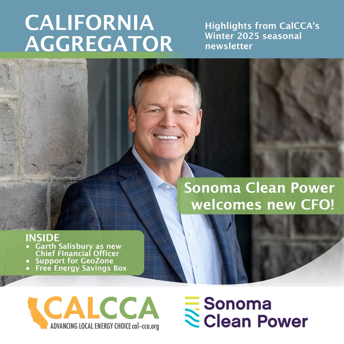 CalCCA (@cal_cca) on Twitter photo Explore the newest California Aggregator to see what CCAs are working on! Highlights from <a href="/SonomaCleanPow/">Sonoma Clean Power</a> include:
🎉 Welcomed new Chief Financial Officer
♨️ Received support for the GeoZone effort
⚡ Introduced the free Energy Savings Box
Read here: cal-cca.org/wp-content/upl… Explore the newest California Aggregator to see what CCAs are working on! Highlights from <a href="/SonomaCleanPow/">Sonoma Clean Power</a> include:
🎉 Welcomed new Chief Financial Officer
♨️ Received support for the GeoZone effort
⚡ Introduced the free Energy Savings Box
Read here: cal-cca.org/wp-content/upl…
