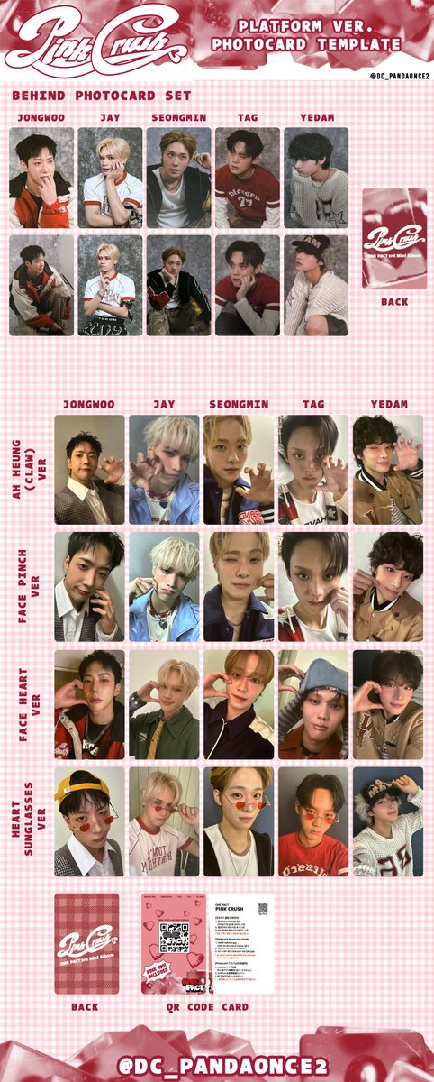 ONEPACT ジョンウ 特典トレカセット - PINK CRUSH ONE PACT PINK CRUSH 100 ALBUM PLATFORM PHOTOCARD TEMPLATE LIST 원