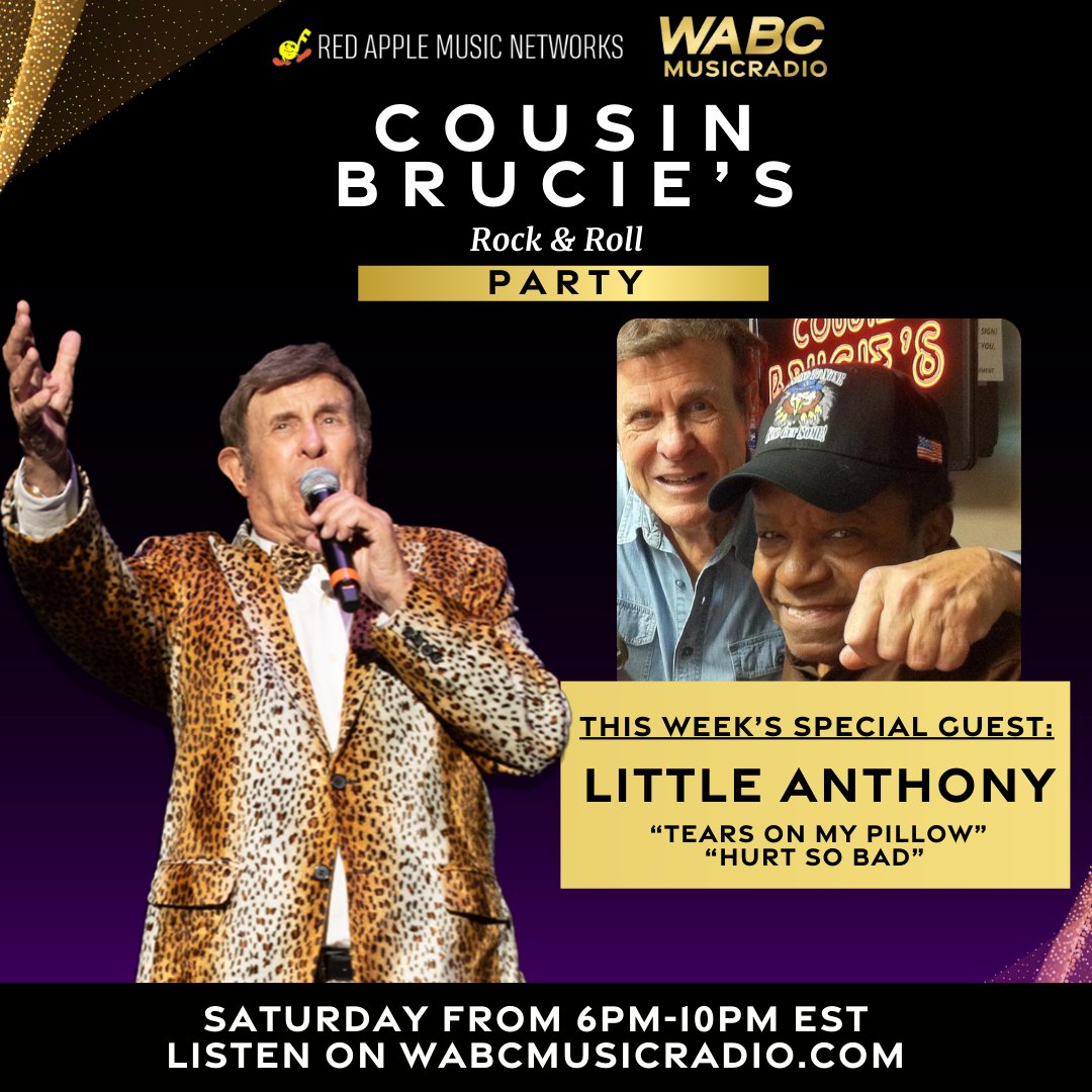 musicradiowabc's tweet photo. Coming up at 6PM: Cousins… this Saturday night’s special guest is #LittleAnthony!

You won't want to miss this interview! Also, Cousin Brucie will play the hits of the 50s, 60s &amp; 70s!

Listen on the 77 WABC app or on https://t.co/9TUI5CImj8!

#77WABCRadio #MusicRadio77WABC https://t.co/TlyFkehycs