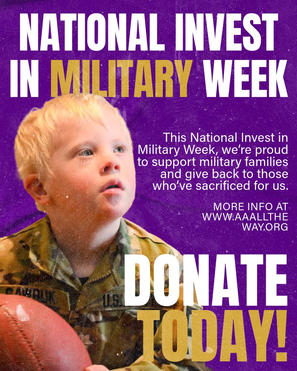 AAAllTheWayFdn's tweet photo. Supporting those who serve! 🇺🇸 This National Invest in Veterans Week, we recognize the strength, sacrifice, and resilience of our military families.
At A&A All The Way, we’re committed to giving back to those who give so much for us. 💙#investinveteransweek #militaryfamilies https://t.co/Zlqq9bmG2E