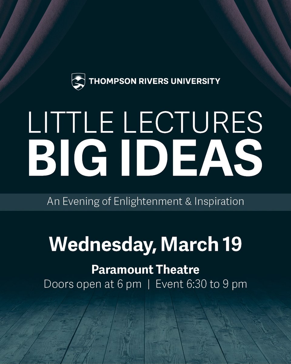 Thompson Rivers University (@thompsonriversu) on Twitter photo Enjoy a night out and learn something interesting at the same time at Little Lectures, Big Ideas. This free public lecture series, focusing on issues of human rights and social justice, returns for its fourth year. Hear TED-style talks from #myTRU faculty. <a href="/alumnitru/">TRU Alumni</a> #Kamloops Enjoy a night out and learn something interesting at the same time at Little Lectures, Big Ideas. This free public lecture series, focusing on issues of human rights and social justice, returns for its fourth year. Hear TED-style talks from #myTRU faculty. <a href="/alumnitru/">TRU Alumni</a> #Kamloops